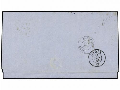 ✉ FILIPINAS. 1859. MANILA a CADIZ. 1 real verde, mat. fechad