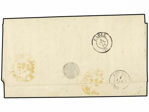 ✉ FILIPINAS. 1859. FILIPINAS a CADIZ. 1 real verde (2). Mat.