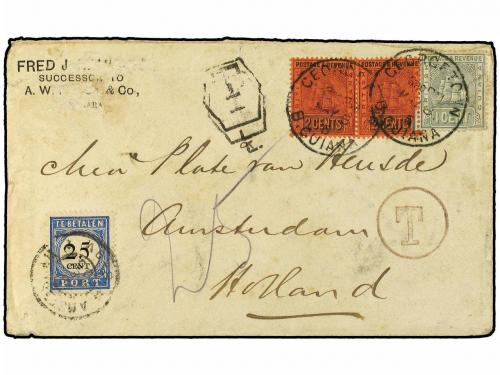 ✉ GUAYANA BRITANICA. 1905 (May 5). Underpaid cover to Amster