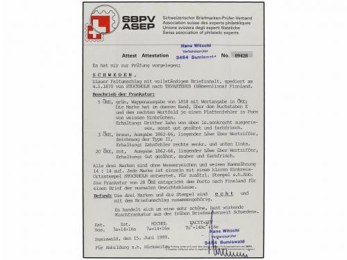 ✉ SUECIA. 1870 (Jan 1). Entire letter at 28 öre rate to Tava