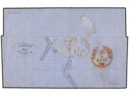 ✉ SUIZA. 1866 (Sept 28). Entire letter to Amsterdam with thr