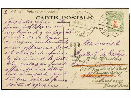 ✉ DAHOMEY. 1935. DAHOMEY a LUXEMBURGO. Tarjeta Postal con se