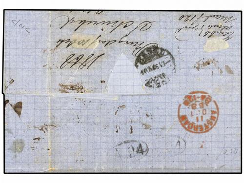 ¿ SUIZA. 1868 (Oct 10). Entire letter to Amsterdam franked b