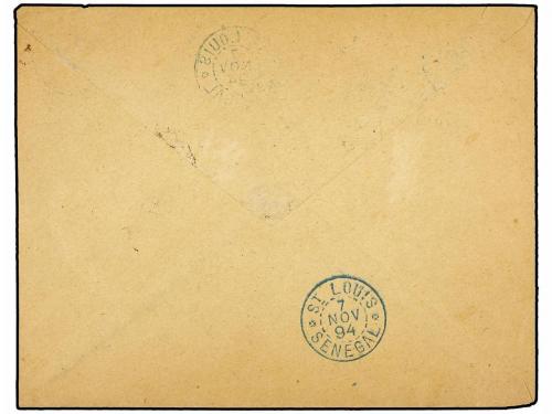 ✉ SENEGAL. 1894. Circulada a ST. LOUIS. Tasada a la llegada 