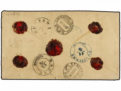 ✉ SUIZA. 1869. LAUSANNE a BACAU (Moldavia, Rumania). Carta c
