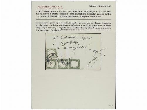 ✉ ITALIA ANTIGUOS ESTADOS: CERDEÑA. Sa. 13Bb(4). 1860 (7-Oct