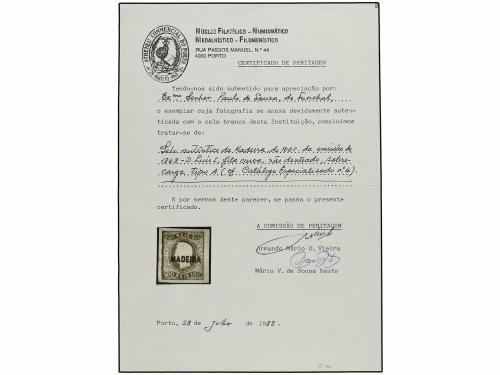 * PORTUGAL: MADEIRA. Af. 4. 1868. 100 reis lila gris. Magníf