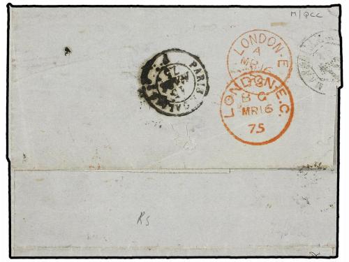 ✉ FRANCIA. 1875 (March 14). Entire letter to London with unu