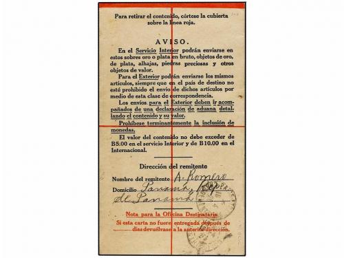 ✉ PANAMA. 1926 (March 26). 5c. Registered postal stationery 