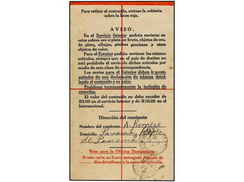 ✉ PANAMA. 1926 (March 26). 5c. Registered postal stationery 