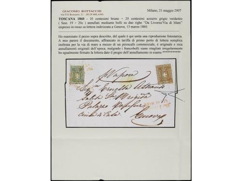 ✉ ITALIA ANTIGUOS ESTADOS: TOSCANA. Sa. 19,20c. 1860. LIVORN