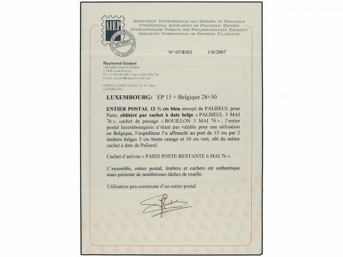 ✉ LUXEMBURGO. 1876 (May). Luxembourg 12 1/2c. blue postal st