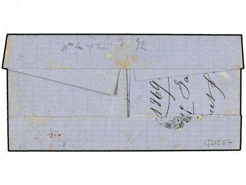 ✉ FRANCIA. 1869. PARIS a BERNA (Suiza). 5 cts. verde y 5 cts