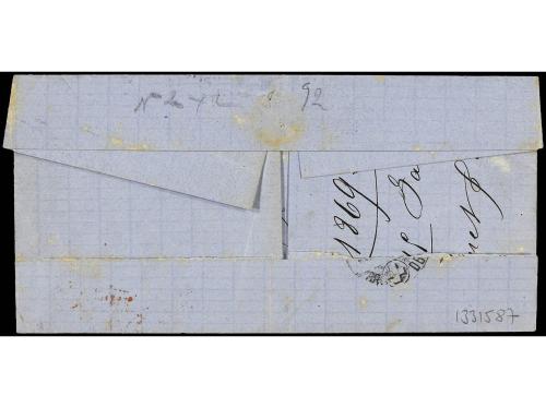 ✉ FRANCIA. Yv. 20,20a,29. 1869. PARIS a BERNA (Suiza). 5 cts