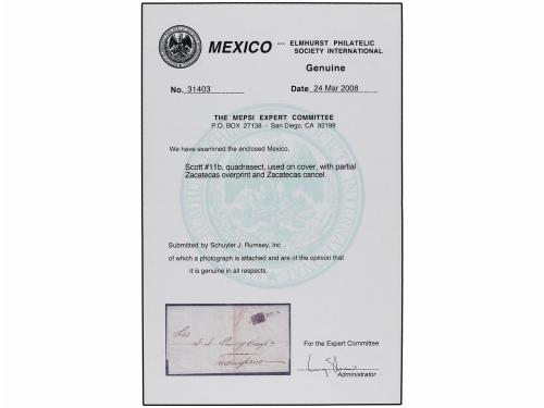 ✉ MEXICO. Sc. 11b. 1861. ZACATECAS a TAMPICO. Circulada por 