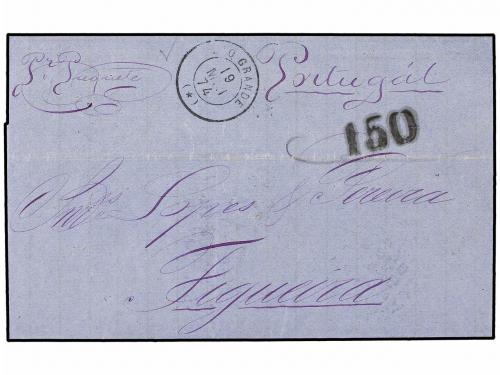 ✉ BRASIL. Sc. 53 (2) y 57. 1874. RIO GRANDE a FIGUEIRA. 10 r