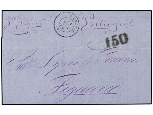 ✉ BRASIL. Sc. 53 (2) y 57. 1874. RIO GRANDE a FIGUEIRA. 10 r