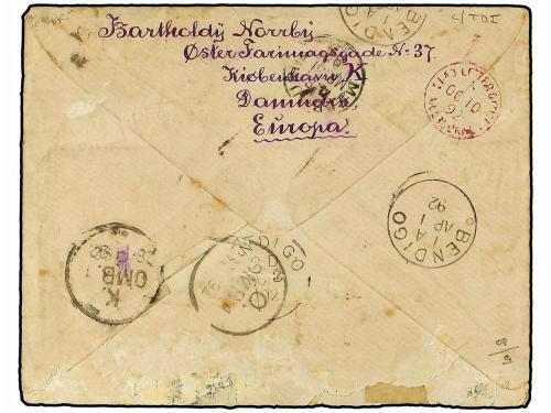 ✉ DINAMARCA. 1892 (Feb 22). Cover to BENDIGO (Victoria, Aust