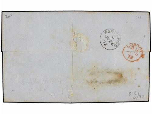 ✉ PUERTO RICO. Ant. 22(4). 1872. SAN JUAN a TENERIFE (Islas 