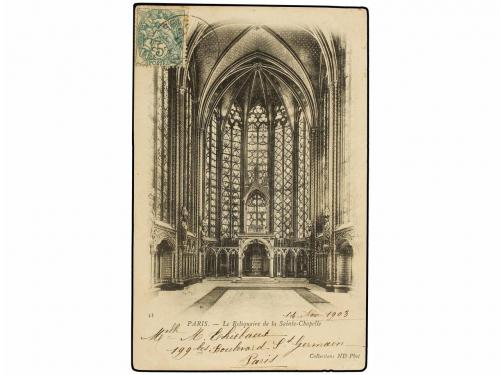 ✉ BRASIL. 1908. FRANCIA a RIO DE JANEIRO. Tarjeta postal, ta