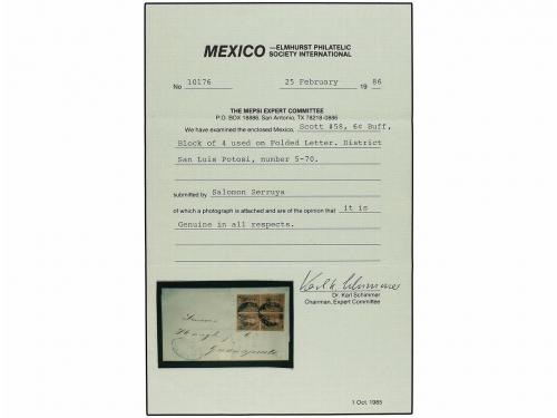 ✉ MEXICO. Sc. 58(4). 1870. S. LUIS POTOSÍ a GUANAJUATO. 6 ct