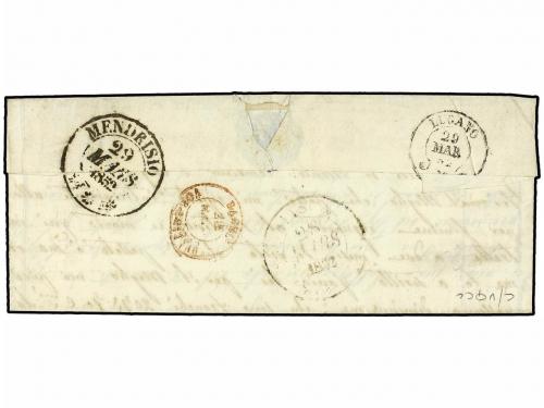 ✉ FRANCIA. Yv. 5f. 1852. PARÍS a MENDRISIO (Suiza). 40 cts. 