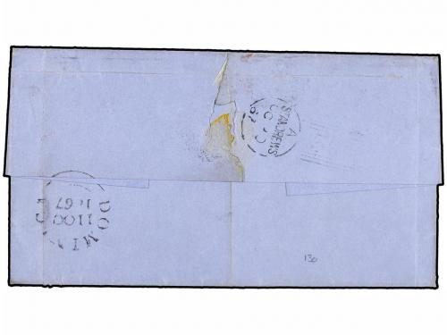 ✉ DOMINICA. 1867 (29 Oct.). DOMINICA a ESCOCIA. Marca PAID/A