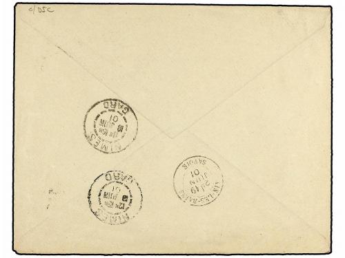 ✉ MALTA. 1901. Registered cover to France franked by 1885-90