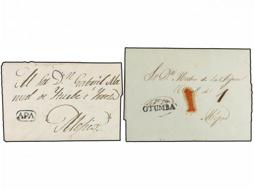 ✉ MEXICO. 1831-45. APAM. Dos cartas de APA y OTUMBA. 