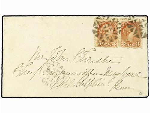 ✉ CANADA. 1872 (Dec 21). Cover to Philadelphia franked by pa