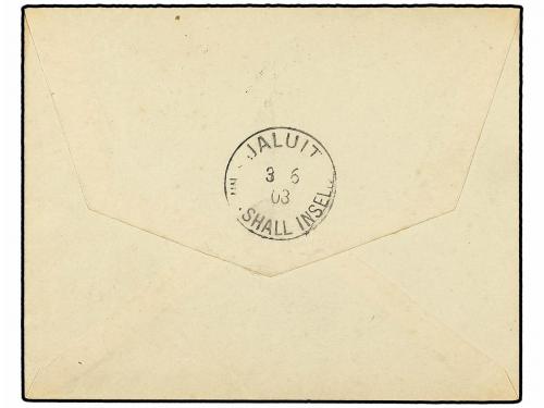 ¿ MARSHAL. 1909 (May 31). Cover to Jaluit franked by Yacht 1
