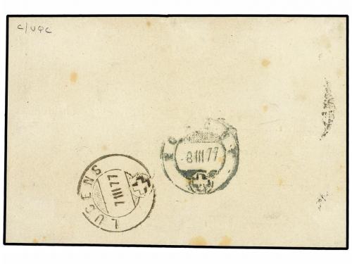 ✉ SUIZA. 1877 (March 7). Collection card used to thee Bulle 