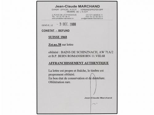 ¿ SUIZA. 1882 (Aug 11). Cover bearing single 1867-68 10c. ca