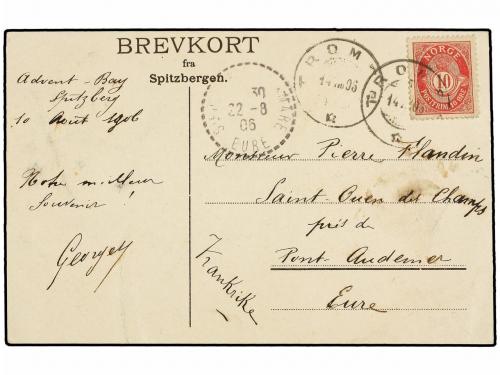 ✉ NORUEGA. 1906 (Aug 14). Postcard from advent Bay to France