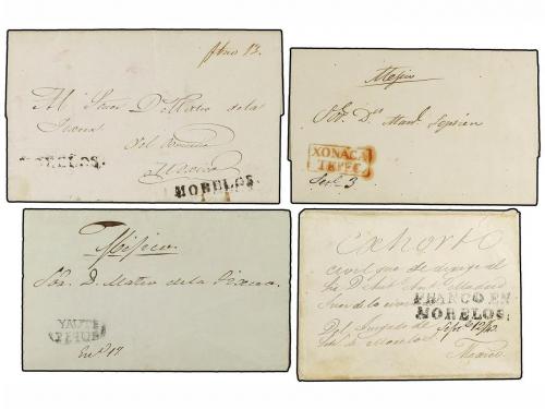 ✉ MEXICO. 1841-46. CHALCO. Cuatro cartas de MORELOS (2), XON