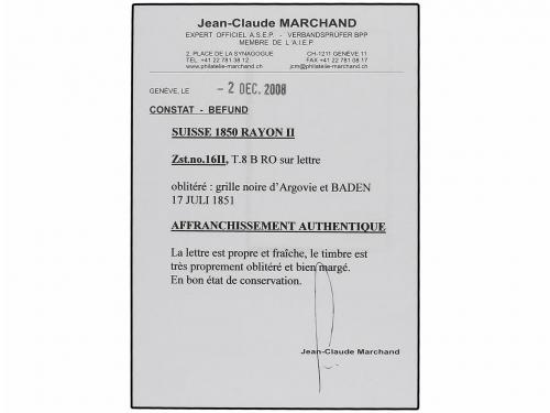 ¿ SUIZA. 1851 (July 17). Entire letter to Iringen franked by