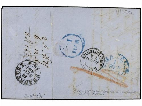 ¿ SUIZA. 1857 (Sept 14). Entire letter to Hanau franked by 1