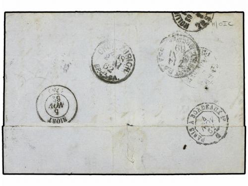 ¿ SUIZA. 1862 (Nov 2). Entire letter to Niort, France franke