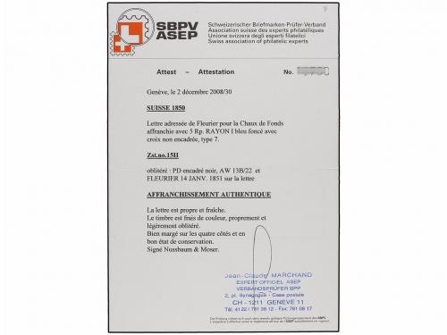 ¿ SUIZA. 1851 (Jan 14). Entire letter to Chaux De Fonds fran