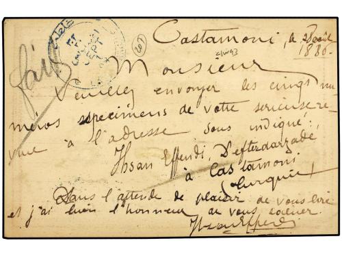 ✉ TURQUIA. 1886. Postal stationery card sent to PARIS showin