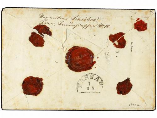 ✉ AUSTRIA. Mi. 4Y, 5Y. 1857 (March 4). Registered cover from