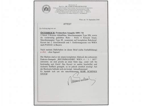 ✉ AUSTRIA. Mi. 4Y, 5Y. 1857 (March 4). Registered cover from