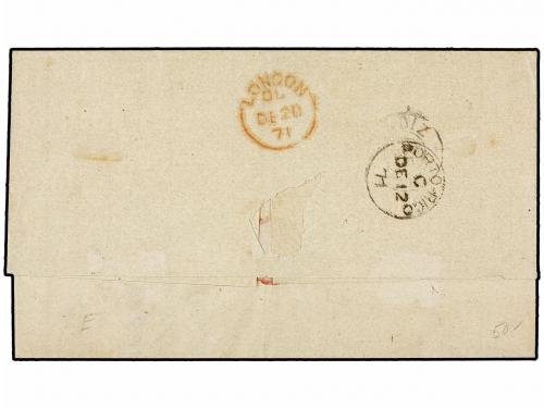 ✉ PUERTO RICO. Ant. 22(4). 1871. S. JUAN a CÁDIZ. 25 cts. gr