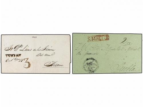 ✉ MEXICO. 1845-50. HUEJUTLA. Dos cartas de S. MARTIN (Fronta