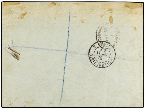 ✉ TURKS Y CAICOS. Sg. 101/109. 1909 (Dec 24). Registered cov