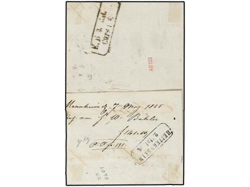 ✉ ALEMANIA ANTIGUOS ESTADOS: BADEN. 1855. MANNHEIM to HEITER