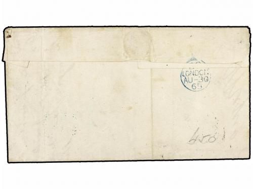 ✉ MEXICO. Sc. 24. 1865. MEXICO a BARCELONA. 4 reales verde. 