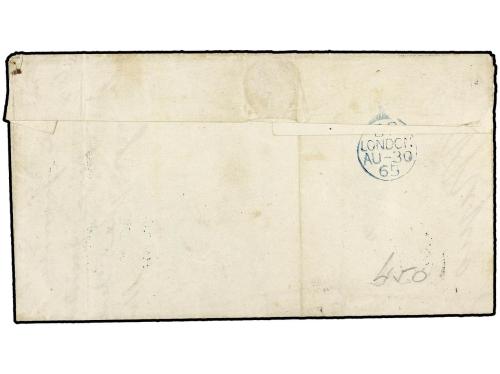 ✉ MEXICO. Sc. 24. 1865. MEXICO a BARCELONA. 4 reales verde. 