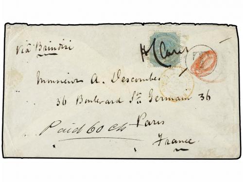 ✉ INDIA INGLESA. Sg. 71. 1879. Cover to PARIS franked by sin
