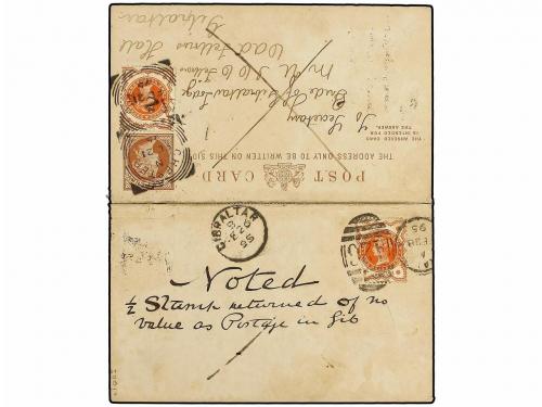 ¿ GIBRALTAR. 1895 (Feb. 21). Great Britain ½d. + ½d. brown P